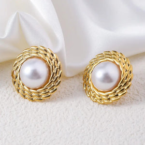 Round Pearl Earrings