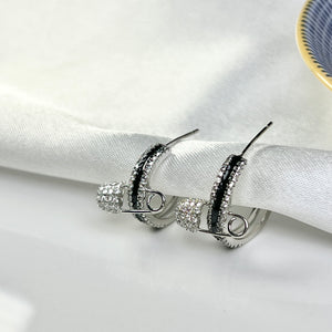 Zircon Pin Half hoops Earrings