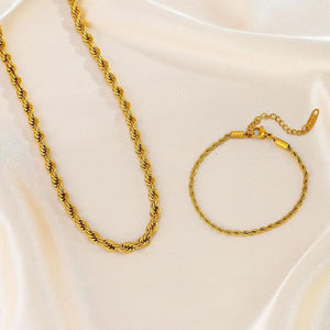 18k Gold Plated Rope Chain Set