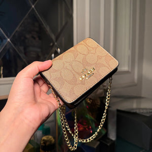 C*ach Mini Wallet Crossbody With Chain With Box