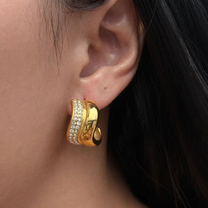 Chunky Wavy Zircon Earrings