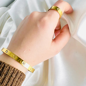 Stone Bangle Stainless Steel Combo