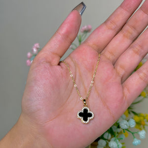 Rhinestone Reversible Clover necklace