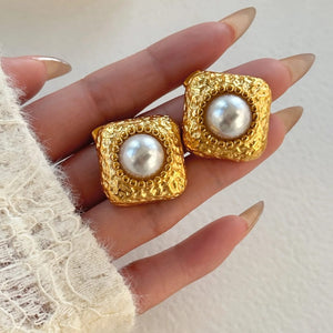 Pearl Square Earrings