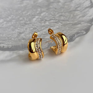 Chunky Wavy Zircon Earrings