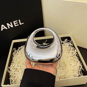 Metallic Mini Clutch with Chain-Silver