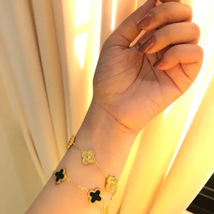 Golden & Black clover Bracelet Stack Set