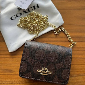 C*ach Mini Wallet Crossbody With Chain With Box