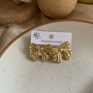 Chunky Gold Bow Earrings