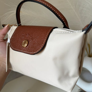 LongChamp Crossbody Bag with Strap - Beige