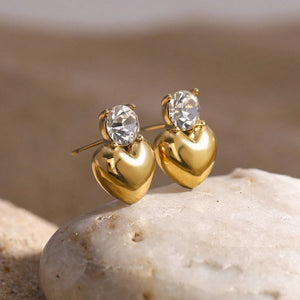 Pretty Heart Zircon Earrings