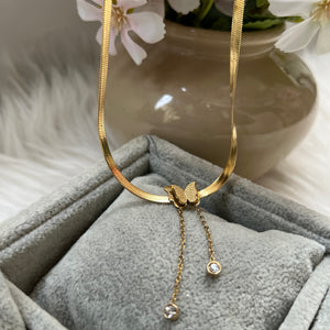 18k plated Snake Chain Butterfly Necklace