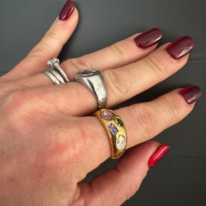 Chunky Gold Plated Zircon Ring