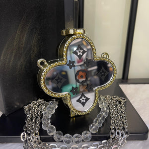 Fancy Silver Clover Clutch With Box Packging