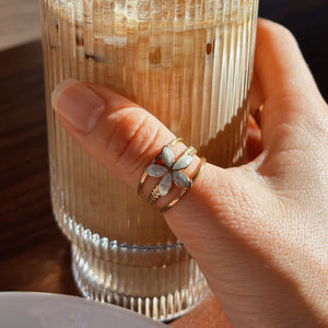 High Quality Stainless Steel White Flower Ring