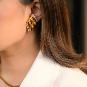 18k gold plated Statement Zircon Earrings In Gold