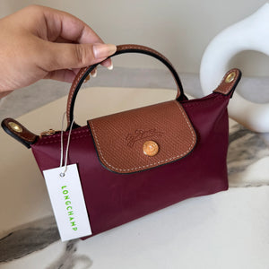 LongChamp Crossbody Bag with Strap - Maroon