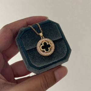 18k plated Zircon Clover Necklace