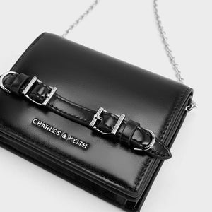 Charles & Kekth Sloane Black Chain-Handle Wallet - Pewter