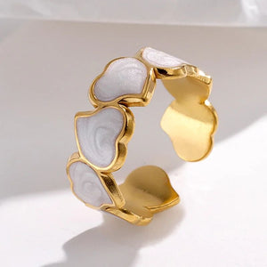 Stainless Steel White Heart Ring