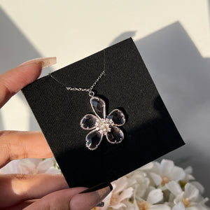 Luxurious Titanium Pink Flower Necklace