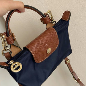 LongChamp Crossbody Bag with Strap - Navy Blue