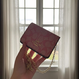 C*ach Mini Wallet Crossbody With Chain With Box