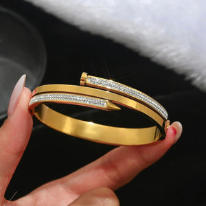 Gold Plated Nail Zircon Bracelet