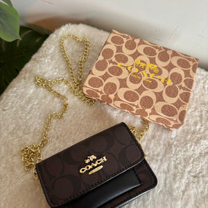 Coach Wallet with Detachable Long Chain - Dark Brown