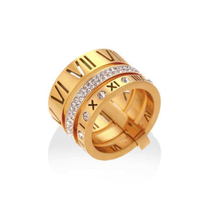 18k Gold Plated Triple Tier Zircon Ring