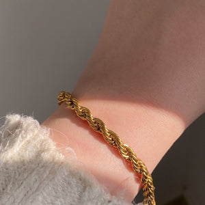 18K Gold Plated Twisted Rope Chain Bracelet