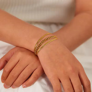18k Gold Plated Triple Layer Link Bracelet