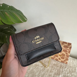 Coach Wallet with Detachable Long Chain - Dark Brown