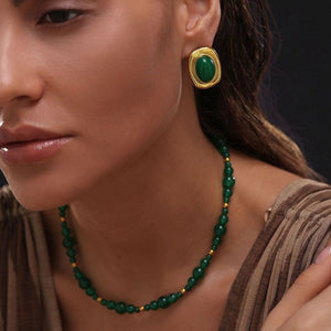 Emerald Green Chunky Earrings