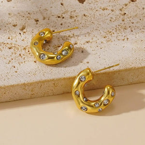 18k Gold Plated Diamontee Hoops Earrings