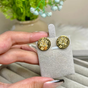 Stainless steel Round Rhinestone Lv studs