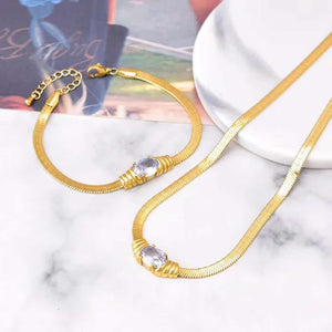 18k Gold Plated Luxurious Snake Chain Zircon Set