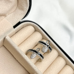 Zircon Pin Half hoops Earrings