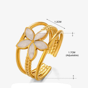 High Quality Stainless Steel White Flower Ring