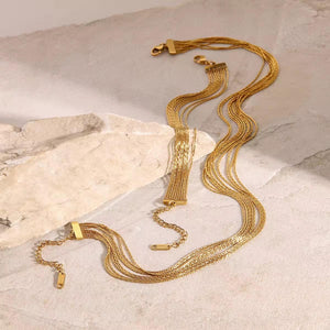 18k gold plated layered Necklace Bracelet Set