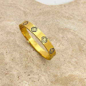 18k Gold Plated Clover Zircon Bangle