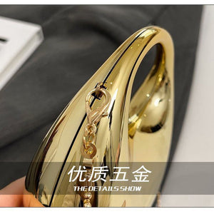 Metallic Clutch with Chain-Gold