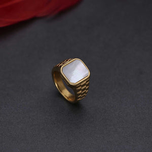 High Quality Stainless Steel White Square Ring