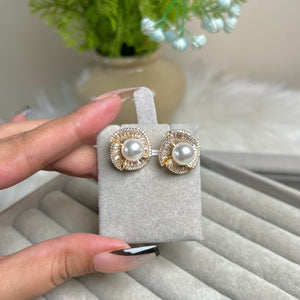 Rose pearl zircon earrings