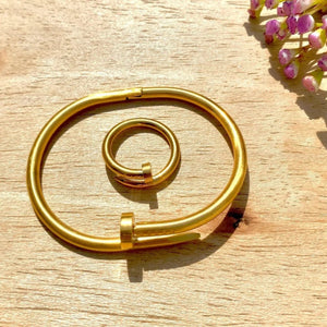 Gold Nail Bracelet & Ring Set – Bold & Stylish Jewelry | Jewels by Zaib