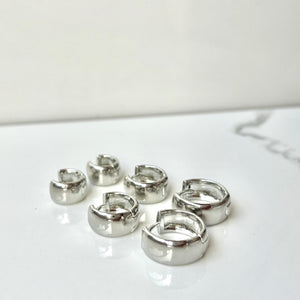 Set of Three Silver Chunky Hoops