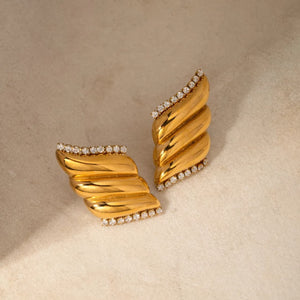 18k gold plated Statement Zircon Earrings In Gold