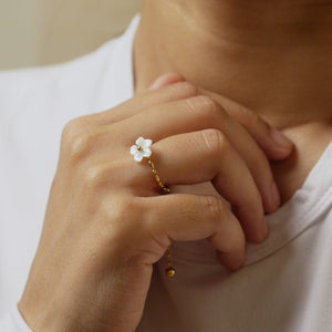 Stainless Steel Flower Chain Ring Adjustable
