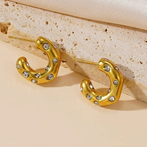18k Gold Plated Diamontee Hoops Earrings