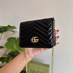 Gucci Wallet Quilted with Detachable Chain - Black